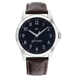 Tommy Hilfiger Analog Blue Dial Leather Strap Watch for Men