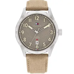 Tommy Hilfiger Brown Dial Beige Leather Strap Analog Watch for Men