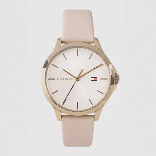 Image of Tommy Hilfiger Pink Dial Leather Women’s Watch 