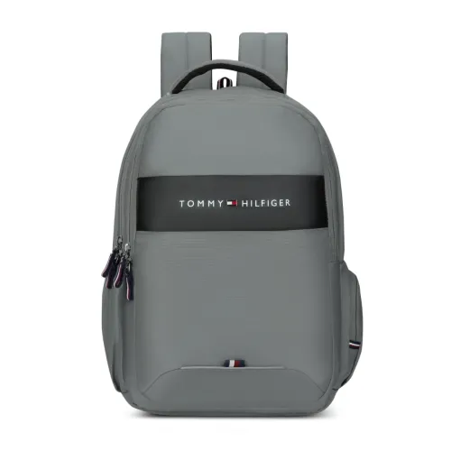 Image of Tommy Hilfiger Joshua Polyester Unisex 15 Inch Laptop Backpack - Light Grey