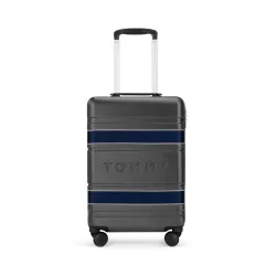 Tommy Hilfiger Las Vegas Small Hard Luggage- Grey & Navy | Polycarbonate Shell with Twill Textured Suitcase | TSA Lock | Push Button Trolley Handle | 360° Spinner Wheels | 45L Capacity | 57c...