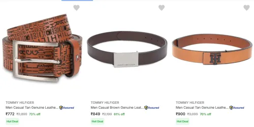 Image of TOMMY HILFIGER Men Leather Belt Starting @ ₹772