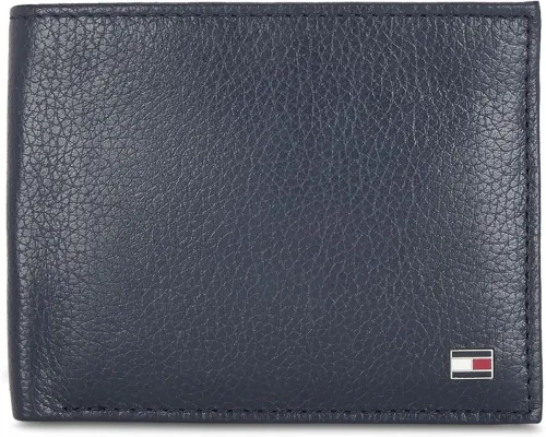 Image of TOMMY HILFIGER Men Formal Blue Genuine Leather Wallet (4 Card Slots)
