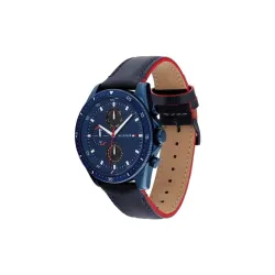 Tommy Hilfiger Mens 44 mm Parker Blue Dial Leather Analogue Watch - TH1791839W