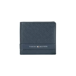 Tommy Hilfiger Mens Genuine Leather Passcase Wallet Berkane - Navy