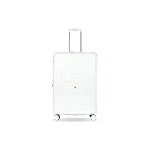 Image of Tommy Hilfiger Mid-Size Luggage Patrick - Off White | Check-in Trolley Bag with TSA Lock | 360° Spinner Wheels | Telesco