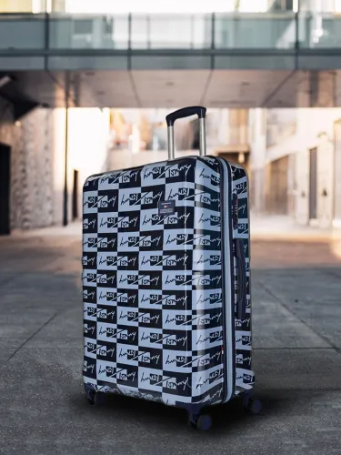 Image of Tommy Hilfiger Printed Hard 4 Wheels 360-Degree Rotation Cabin Trolley Bag