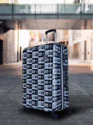 Tommy Hilfiger Printed Hard 4 Wheels 360-Degree Rotation Cabin Trolley Bag