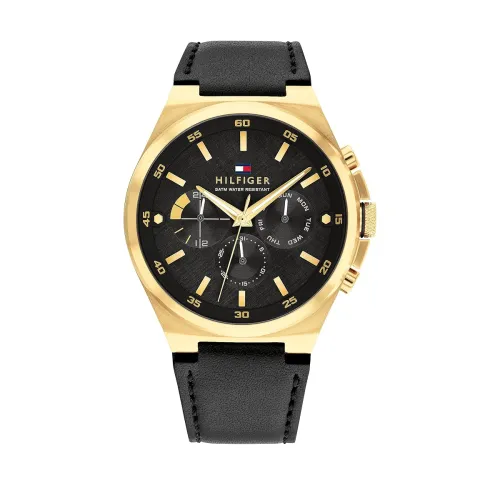 Image of Tommy Hilfiger Quartz Black dial Leather Strap Watch