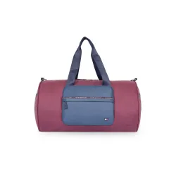 Tommy Hilfiger Unisex Shawnee Polyester Gym Bag Duffel - Burgundy+Navy