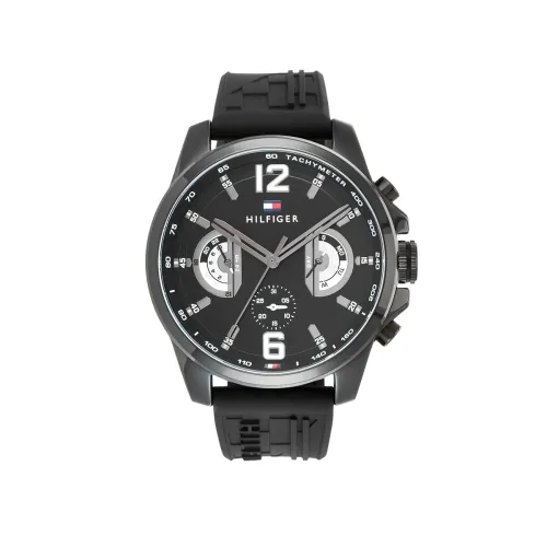 Image of Tommy Hilfiger Tucker with Qtz Black Dial Black Strap Watch