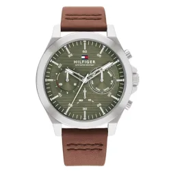Tommy Hilfiger Lance with Qtz Multifunction Green Dial Brown Strap Watch for Men - NTTH1710522W