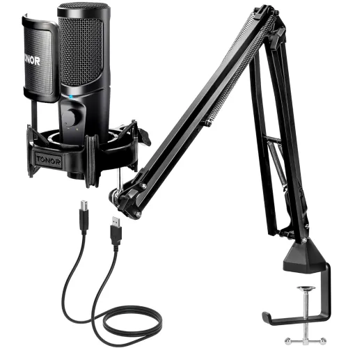Image of TONOR USB Microphone Kit, Streaming Podcast PC Cardioid Condenser Computer Mic for Gaming, YouTube Video, Recording Musi
