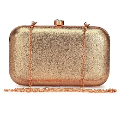 Image of TOOBA Handicraft Hand Embroidered Box Clutch Bag Purse for Bridal, Casual, Wedding Copper