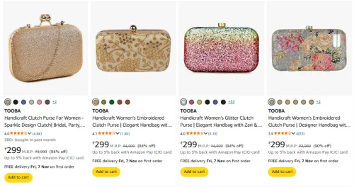 Image of TOOBA Women's Clutch starting @ ₹299