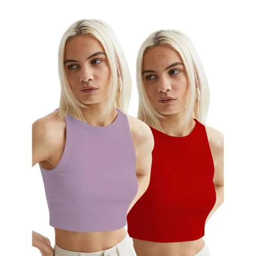 Image of Toochki Women's Lycra Regular Fit Tops (Pack of 2)