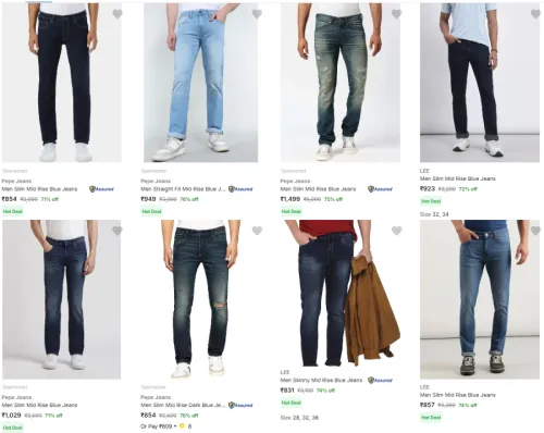 Image of Top Branded Mens Jeans Minimum 70% Discount.
