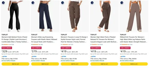 Image of TOPLOT Women's pants at minimum 77% Discount