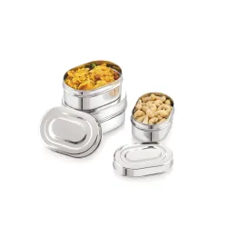 Tosaa Capsule Stainless Steel Airtight Storage Containers (Pack of 3)