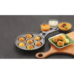 Tosaa Classic Pre-Seasoned Cast Iron Paniyaram Pan 7 Cavity