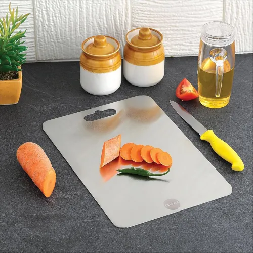 Image of Tosaa (DP-101) Stainless Steel Chopping Board Vegetable,Fruit Cutting, Kneeding, Cake Prep, Heavy Duty Chopping-Board - 