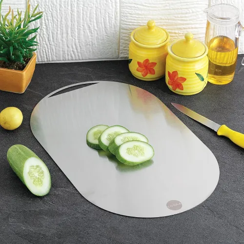Image of Tosaa (DP101 L) Stainless Steel Chopping Board Vegetable,Fruit Cutting, Kneeding, Cake Prep, Heavy Duty Chopping-Board -