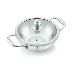 Tosaa Livmax Tri-ply Kadhai with Glass Lid 20 cm