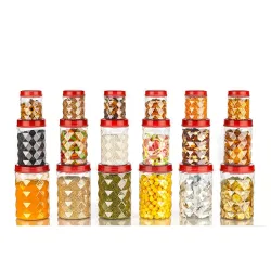 Tosaa Plastic Pet Storage Jar Set (18 pcs, Red)