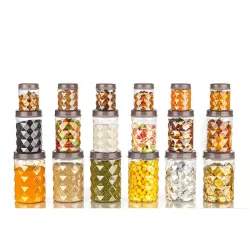 Tosaa Plastic Pet Storage Jar and Container Set of 18