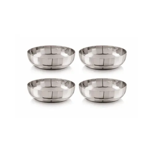 Image of Tosaa Stainless Steel Lotus Halwa Plates (Pack of 4)