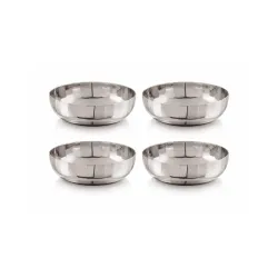 Tosaa Stainless Steel Lotus Halwa Plates (Pack of 4)
