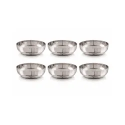 Tosaa Stainless Steel Lotus Halwa Plates Pack of 6 - Perfect for Traditional Sweets Like Halwa, Laddoo, Or Barfi,Professional Use for Serving Desserts.