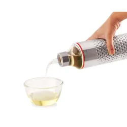 Tosaa Stainless Steel Mathar Oil Can Bottle| With Nozzle, Dropper & Steel Cap | Cooking Oil Container for Kitchen | Leak Proof Oil Pourer & Pot with Handle |1100ml
