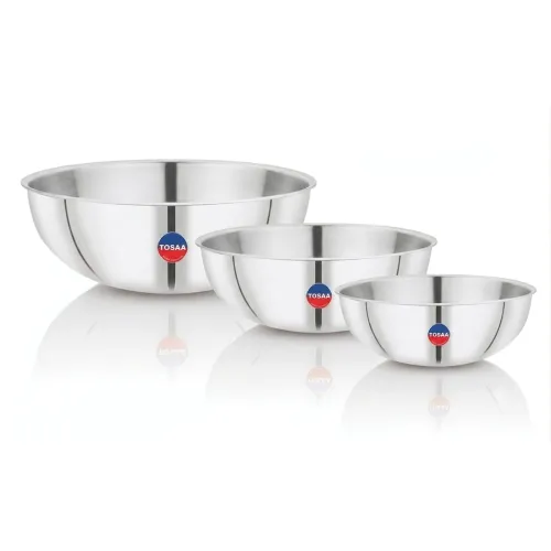 Image of TOSAA Triply Stainless Steel Tasla Set of 3-20 cm (1500 ml), 22 cm