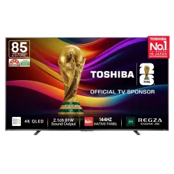 Toshiba 215 cm (85 Inches) 4K Ultra HD Smart QLED TV | Dolby Vision Atmos, HDR10+ | 144 Hz Panel | 2.1 CH 61W Speaker wi