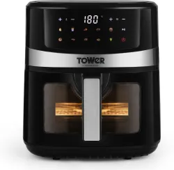 Tower Vortx Digital Vision 6.3L | 1600W | 9 Preset Menus | Bake, Grill & Roast | Digital Touch Display | Rapid Air Circulation Technology | Glass Window with built-in Light | Adjustable Temp...