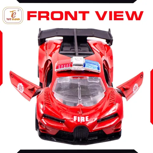Image of Toy Cloud Bugatti Fire Brigade Car 1:32 Scale Die-Cast Metal Toy with Opening Doors