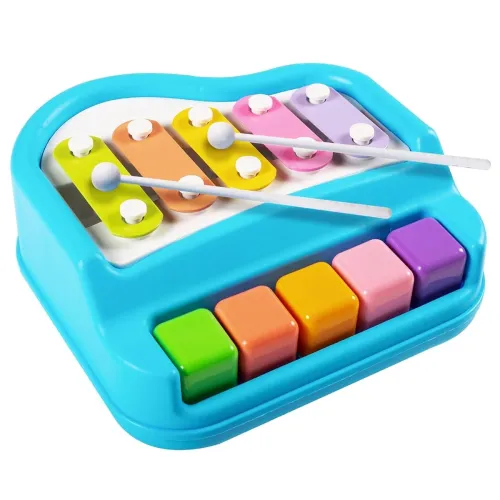 Image of Toy Imagine™ 2-in-1 Piano Xylophone for Kids | Multicolor 5 Key Musical Toy with Mallets | Educational Instrument Toy Se
