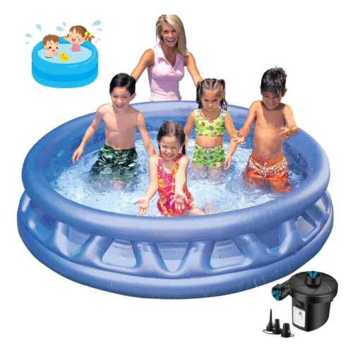 Image of Toy Imagine 6.17 ft Soft Side Inflatable Swimming Pool for Kids & Family – Durable PVC Round Pool with Air Pump | 3 Air 