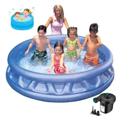 Toy Imagine 6.17 ft Soft Side Inflatable Swimming Pool for Kids & Family – Durable PVC Round Pool with Air Pump | 3 Air 