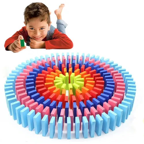 Image of Toy Imagine™ 60 Pcs Wooden Domino Blocks for Kids Ages 3–10 