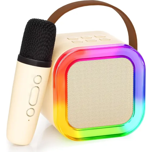 Image of Toy Imagine Rechargeable Karaoke Mic with Speaker | Wireless Mini Portable Bluetooth Mic with RGB LED Lights | Singing M