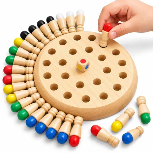 Image of Toy Imagine Wooden Color Memory Chess Game for Kids Age 3+