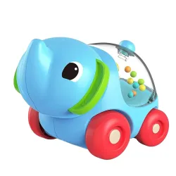 ToyBharat Pop Pop Elephant Free Wheel Toy Features Vibrant Multicolour Designs and Smooth Battery-Free Rolling Action. Perfect for Kids Ages 1 to 6, Encouraging Activity