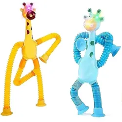 ToyBharat This Giraffe-Shaped Telescopic Suction Toy (Set of 2) is a Fun, Stretchy Travel Essential for Toddlers. Safe, Colorful, and Easy to use—Ideal for Kids Aged 1+ During car Rides