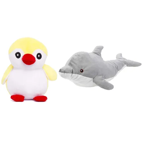 Image of Toyingly Yellow Penguin and Grey Dolphine