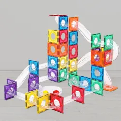 ToyMagic 116 Pcs Magnetic Tiles Marble Run Set