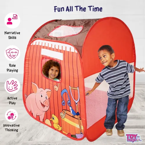 Image of ToyMagic Printed Pop Up Hut Foldable Tent House