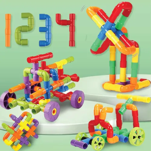 Image of ToyMagic STEM 50 Pcs Pipe Tube Construction Toy