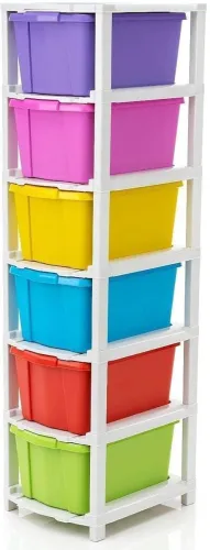 Image of TOYMORROWS 6 Compartments Plastic Modular Drawer  (Multicolor)